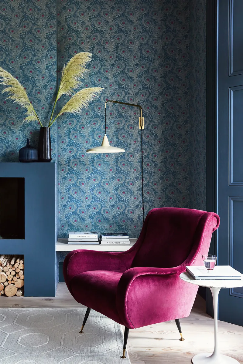 Wohnraum mit Little Greene Tapete Carlton House Terrace